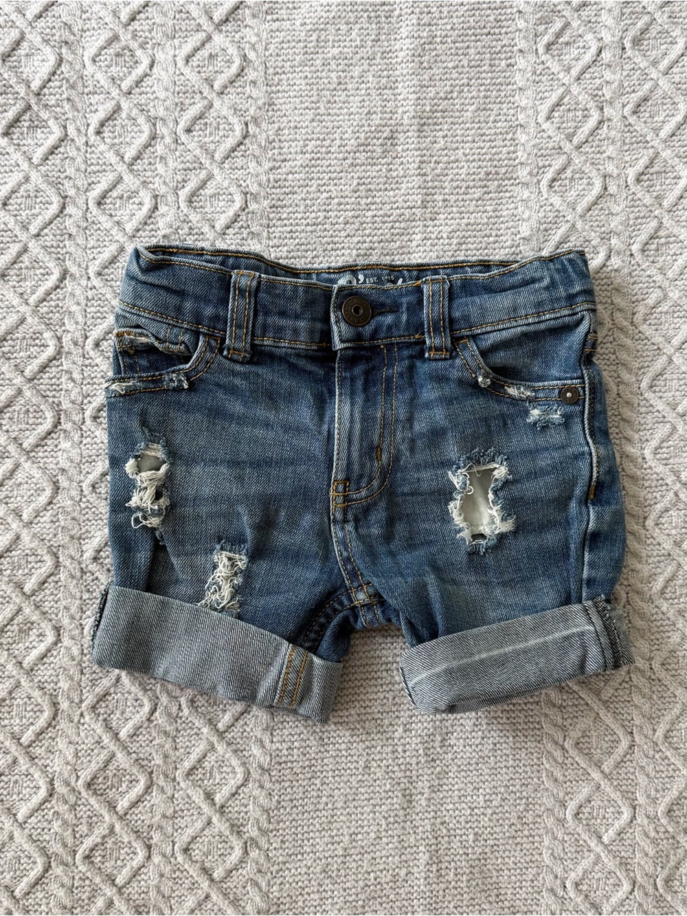 Distressed Rolled Cuff Blue Jean Toddler Denim Shorts OshKosh B'gosh 3T